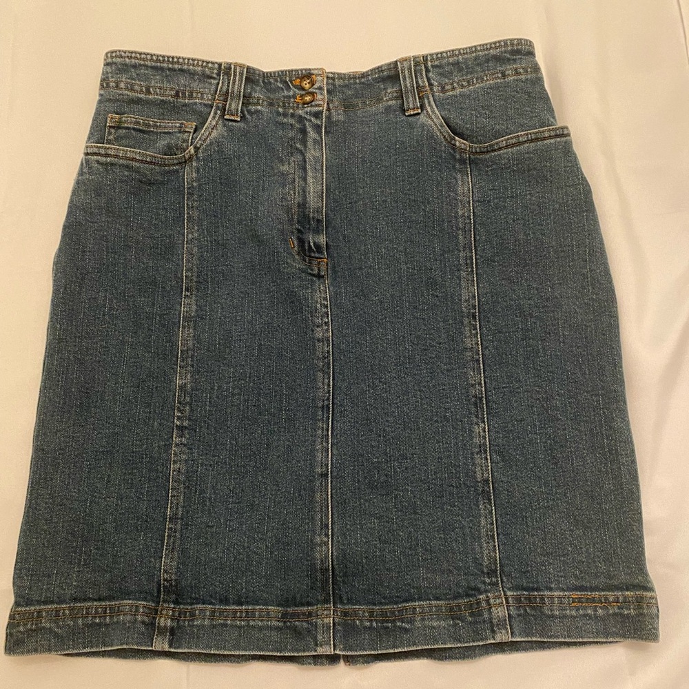 Jones Sport stretch denim blue jean skirt sz 8 GUC